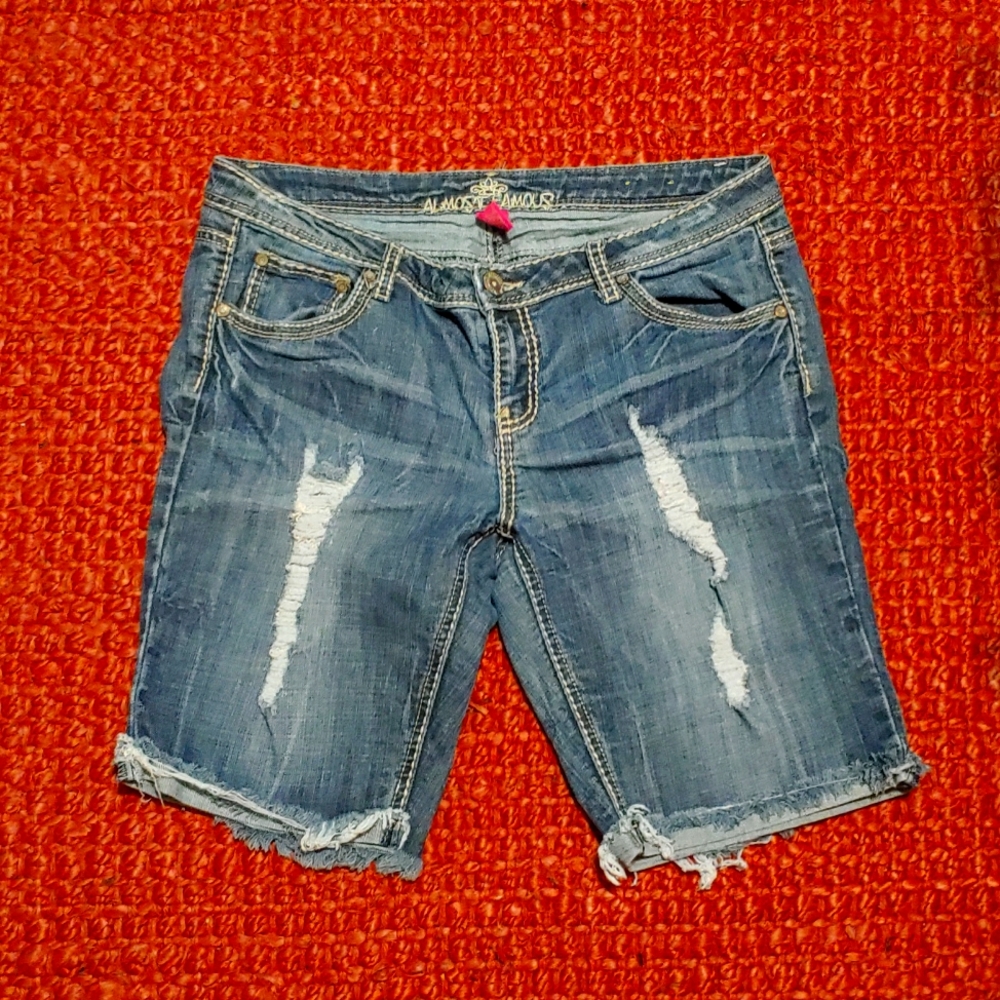 Almost Famous Destructed Bermuda Shorts